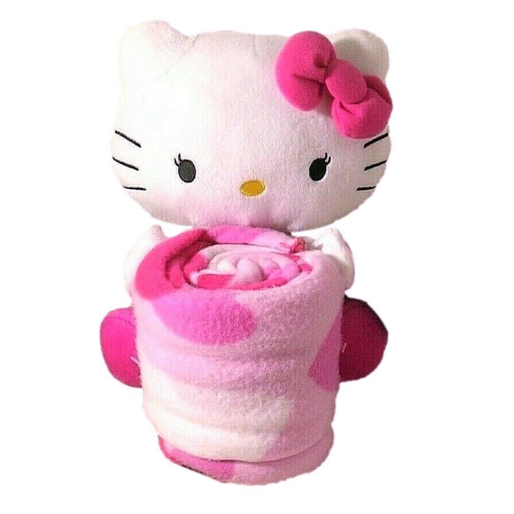 Hello Kitty Plush Doll 10" Throw Blanket 40"x50" Set‎ Hearts Soft NWT Exclusive